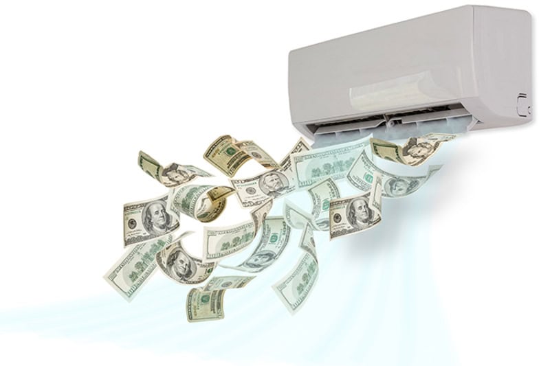 Money flowing out of a unit.