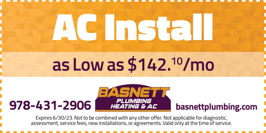 AC Install as Low as $142.10/month. Expires 6/30/23. Not to be combined with any other offer. Not applicable for diagnostic, assessment, service fees, new installations, or agreements. Valid only at the time of service.