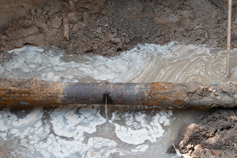 Sewer line breakage.