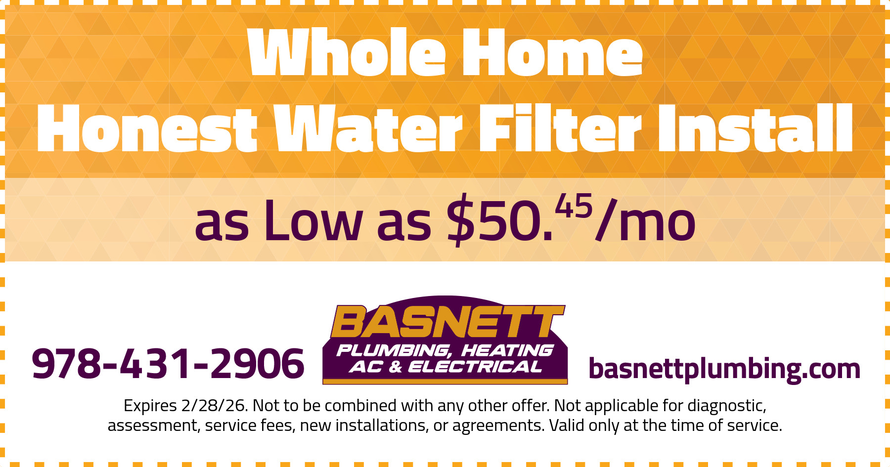 Whole Home Honest Water Filter Install as los as $50/ month