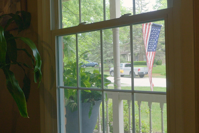 window looking out on to a lawn