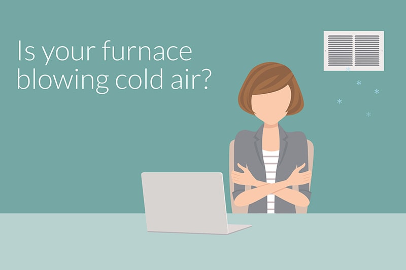 Illustration of a woman cold in a room, Video - Why Is My Furnace Blowing Cold Air? | HVAC | Basnett